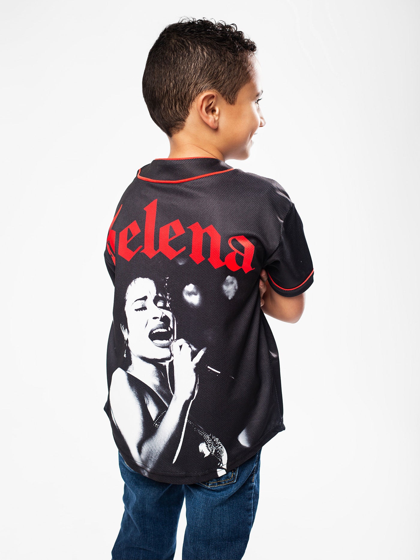 YOUTH: Selena Graphic Black Baseball Jersey