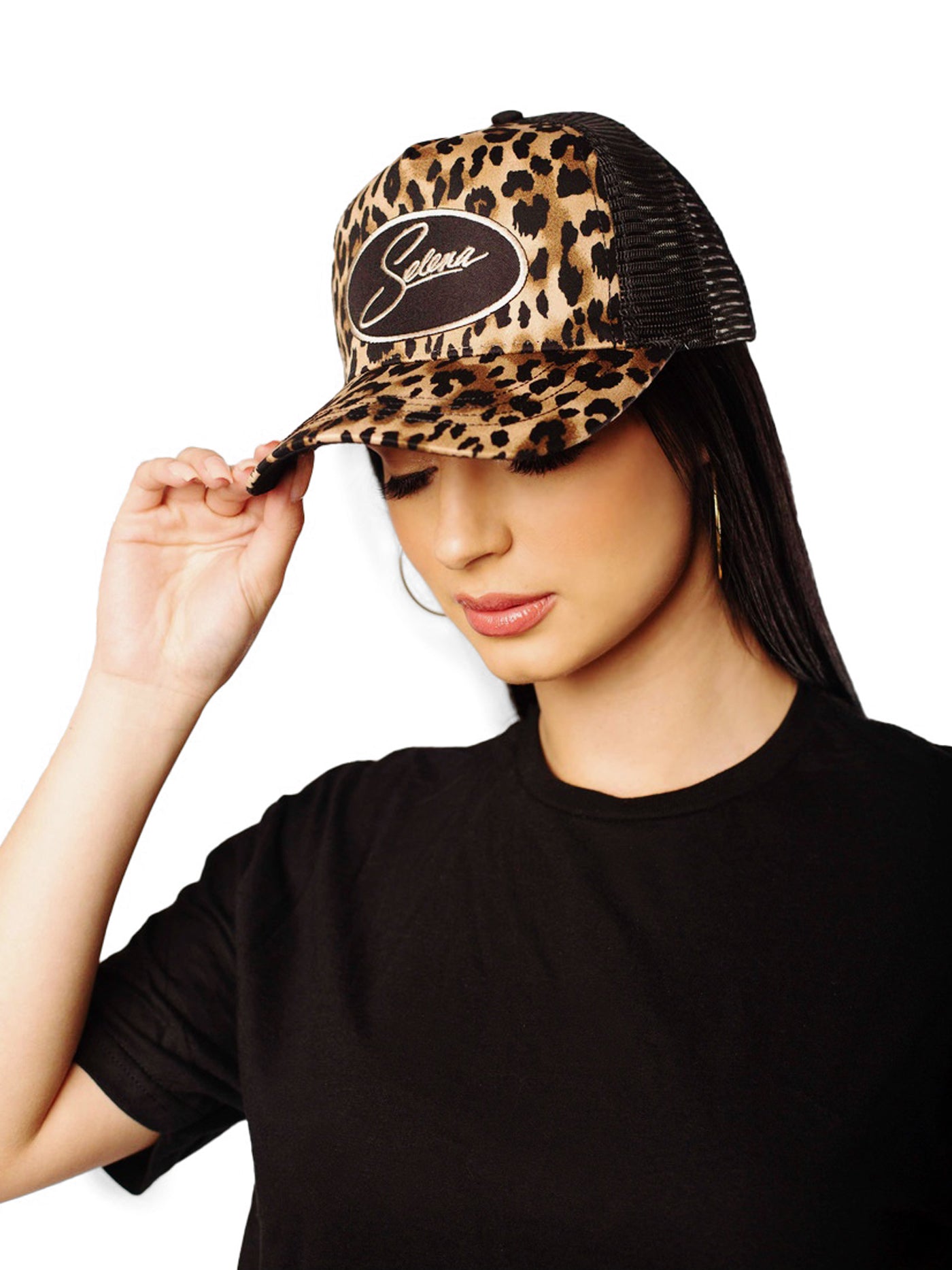Selena Leopard Cap with Black Patch