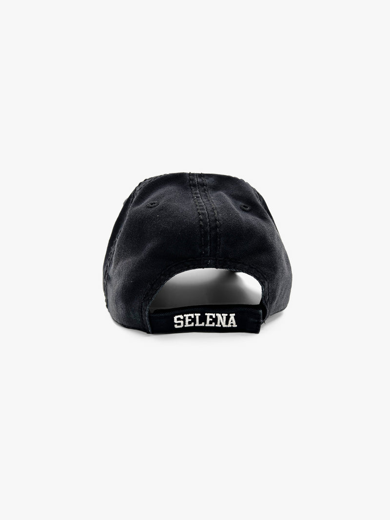 Selena Black Distressed Cap